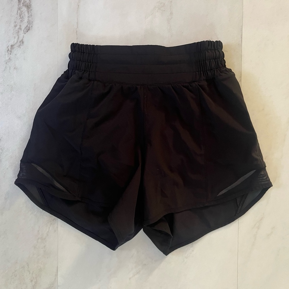 Lululemon Black Hotty Hot High Rise 4” shorts